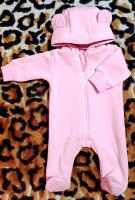 Комбинезон 1170д р.80 пудровый девочки футер 3х нитка   1_1